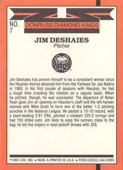1990 Donruss - Super Diamond Kings #7 Jim Deshaies Back