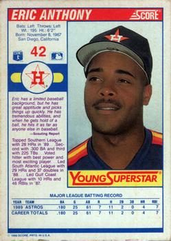 1990 Score - Young Superstars I #42 Eric Anthony Back
