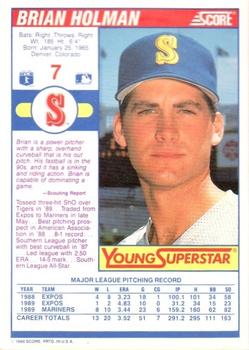 1990 Score - Young Superstars I #7 Brian Holman Back