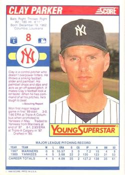 1990 Score - Young Superstars I #8 Clay Parker Back