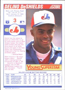 1990 Score - Young Superstars II #3 Delino DeShields Back