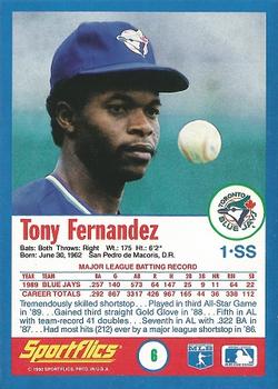 1990 Sportflics #6 Tony Fernandez Back