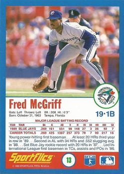 1990 Sportflics #13 Fred McGriff Back
