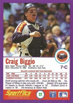 1990 Sportflics #22 Craig Biggio Back