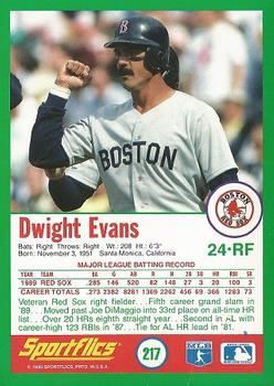 1990 Sportflics #217 Dwight Evans Back