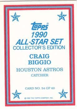 1990 Topps - 1990 All-Star Set Collector's Edition (Glossy Send-Ins) #54 Craig Biggio Back
