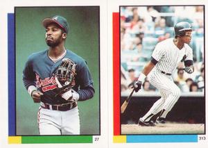 1990 Topps Stickers #27 / 313 Gerald Perry / Mel Hall Front
