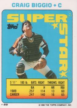 1990 Topps Stickers - Super Star Backs #22 Craig Biggio Front