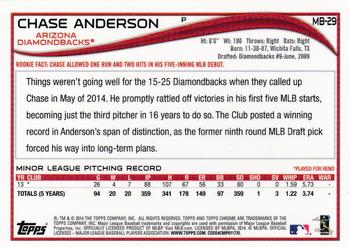 2014 Topps Chrome Update #MB-29 Chase Anderson Back