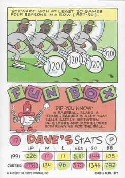 1992 Topps Kids #117 Dave Stewart Back