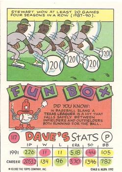 1992 Topps Kids #117 Dave Stewart Back