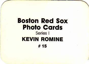 1986 Boston Red Sox Photo Cards (unlicensed) #15 Kevin Romine Back