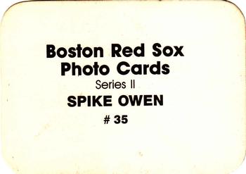 1986 Boston Red Sox Photo Cards (unlicensed) #35 Spike Owen Back
