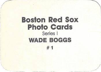 1986 Boston Red Sox Photo Cards (unlicensed) #1 Wade Boggs Back