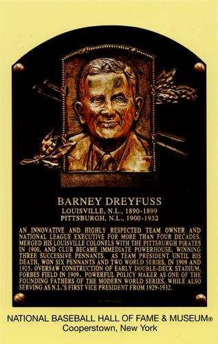 1965-22 Cooperstown Plaque Postcards #NNO Barney Dreyfuss Front