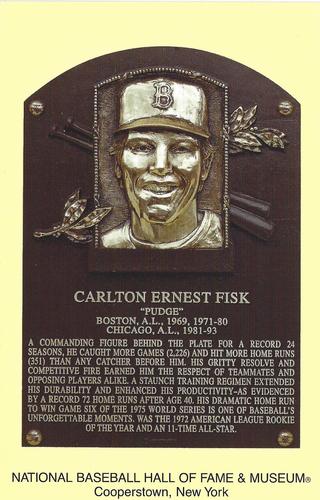 1965-22 Cooperstown Plaque Postcards #NNO Carlton Fisk Front