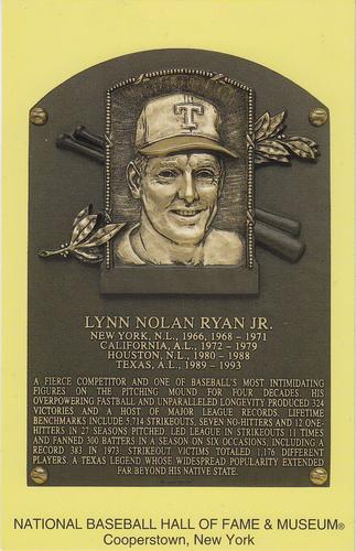 1965-22 Cooperstown Plaque Postcards #NNO Nolan Ryan Front