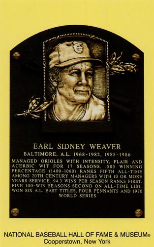 1965-22 Cooperstown Plaque Postcards #NNO Earl Weaver Front