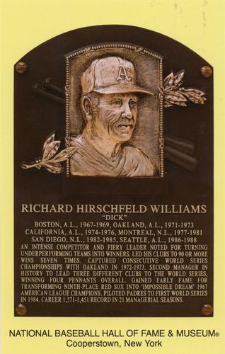1965-22 Cooperstown Plaque Postcards #NNO Dick Williams Front