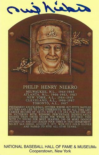 1965-22 Cooperstown Plaque Postcards #NNO Phil Niekro Front