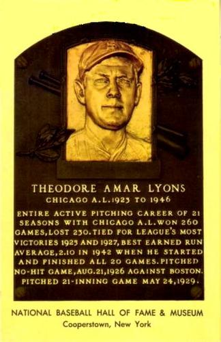 1965-22 Cooperstown Plaque Postcards #NNO Ted Lyons Front