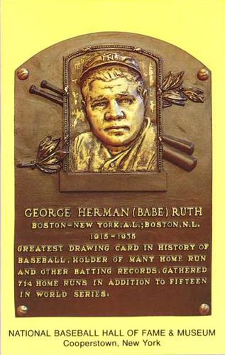 1965-22 Cooperstown Plaque Postcards #NNO Babe Ruth Front