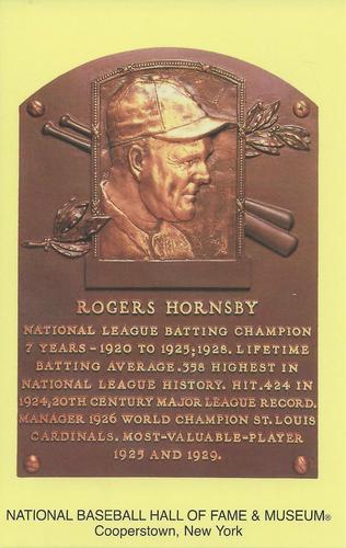 1965-22 Cooperstown Plaque Postcards #NNO Rogers Hornsby Front