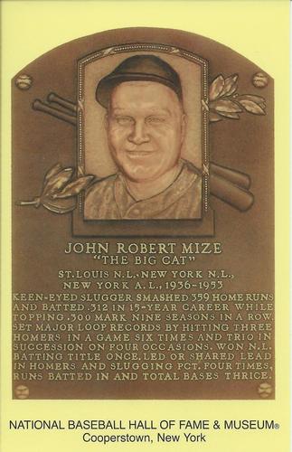 1965-22 Cooperstown Plaque Postcards #NNO Johnny Mize Front