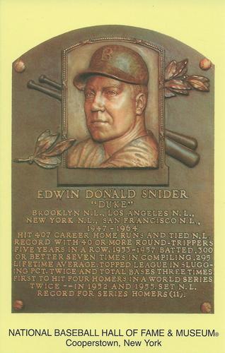 1965-22 Cooperstown Plaque Postcards #NNO Duke Snider Front