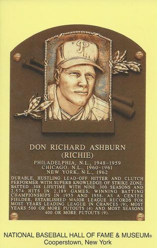 1965-22 Cooperstown Plaque Postcards #NNO Richie Ashburn Front