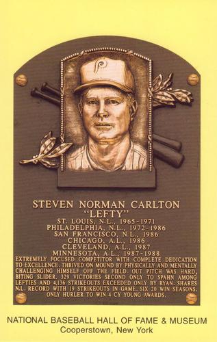 1965-22 Cooperstown Plaque Postcards #NNO Steve Carlton Front