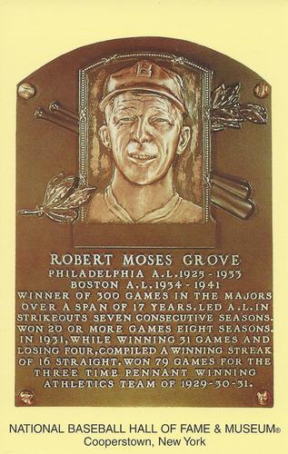1965-22 Cooperstown Plaque Postcards #NNO Lefty Grove Front