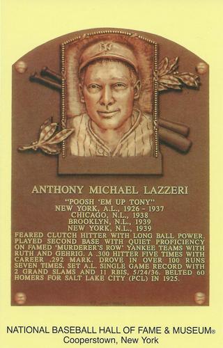 1965-22 Cooperstown Plaque Postcards #NNO Tony Lazzeri Front