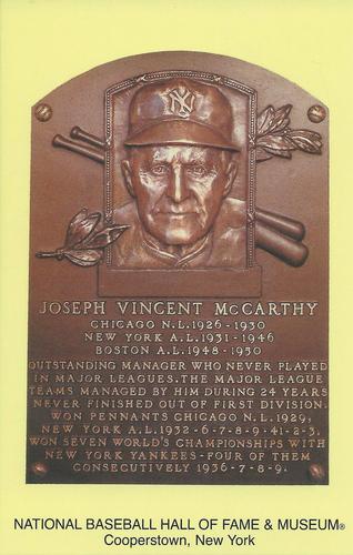 1965-22 Cooperstown Plaque Postcards #NNO  Joe McCarthy  Front