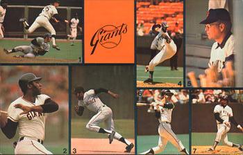 1972 San Francisco Giants Collage Postcard #NNO Willie Mays / Willie McCovey / Juan Marichal / Chris Speier / Bobby Bonds  / Ken Henderson / Charlie Fox Front