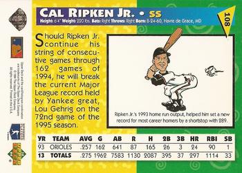1994 Upper Deck Fun Pack #108 Cal Ripken Jr. Back