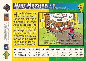 1994 Upper Deck Fun Pack #148 Mike Mussina Back