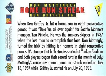 1994 Upper Deck Fun Pack #200 Ken Griffey / Don Mattingly Back