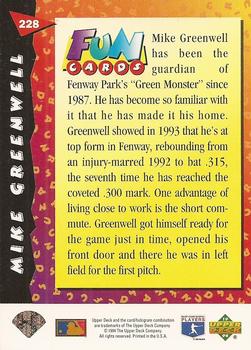 1994 Upper Deck Fun Pack #228 Mike Greenwell Back