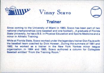 1987 BDK Pan Am Team USA Blue #NNO Vinny Scavo Back