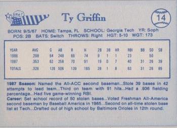 1987 BDK Pan Am Team USA Blue #NNO Ty Griffin Back