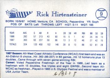 1987 BDK Pan Am Team USA Blue #NNO Rick Hirtensteiner Back