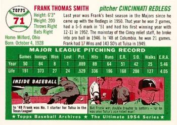 1994 Topps Archives 1954 #71 Frank Smith Back