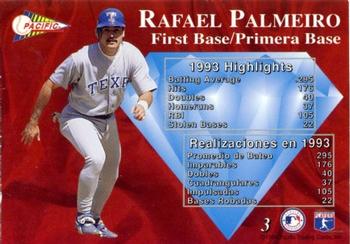 1994 Pacific - Silver Prisms Circular #3 Rafael Palmeiro Back