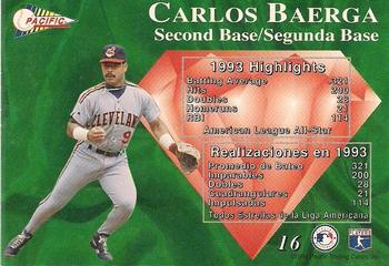 1994 Pacific - Silver Prisms Circular #16 Carlos Baerga Back