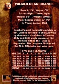 1994 Ted Williams #14 Dean Chance Back