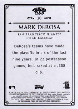 2010 Topps 206 #20 Mark DeRosa Back