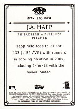 2010 Topps 206 #138 J.A. Happ Back