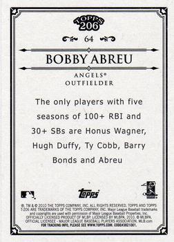 2010 Topps 206 #64 Bobby Abreu Back
