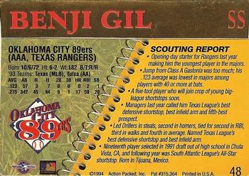 1994 Action Packed Minors #48 Benji Gil Back